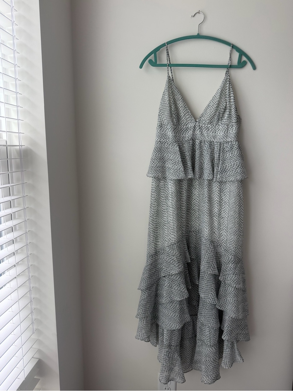 Buddy Love Gray Tiered Ruffle Maxi Dress with V-Neck
